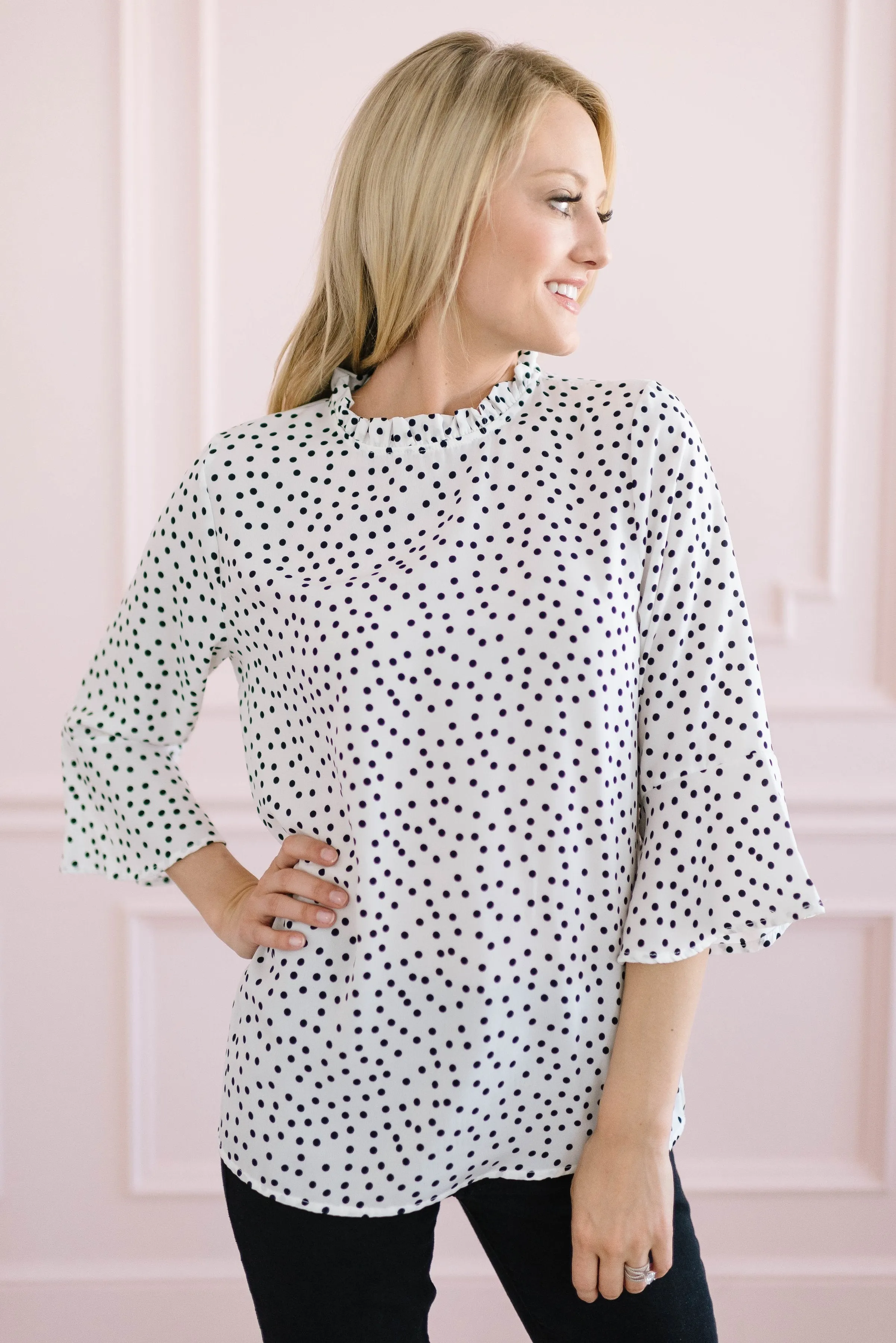 Black   White Dot Top