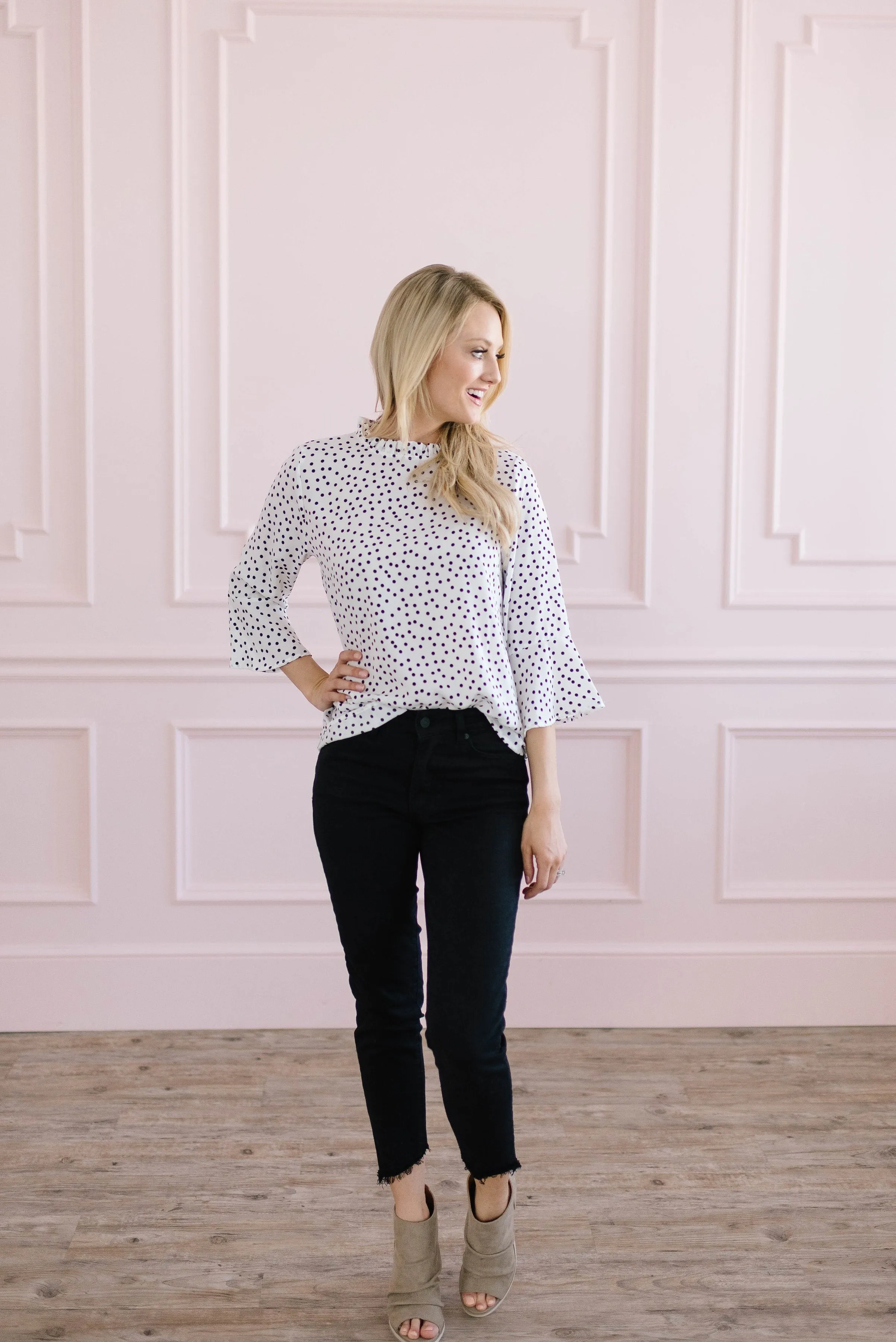 Black   White Dot Top