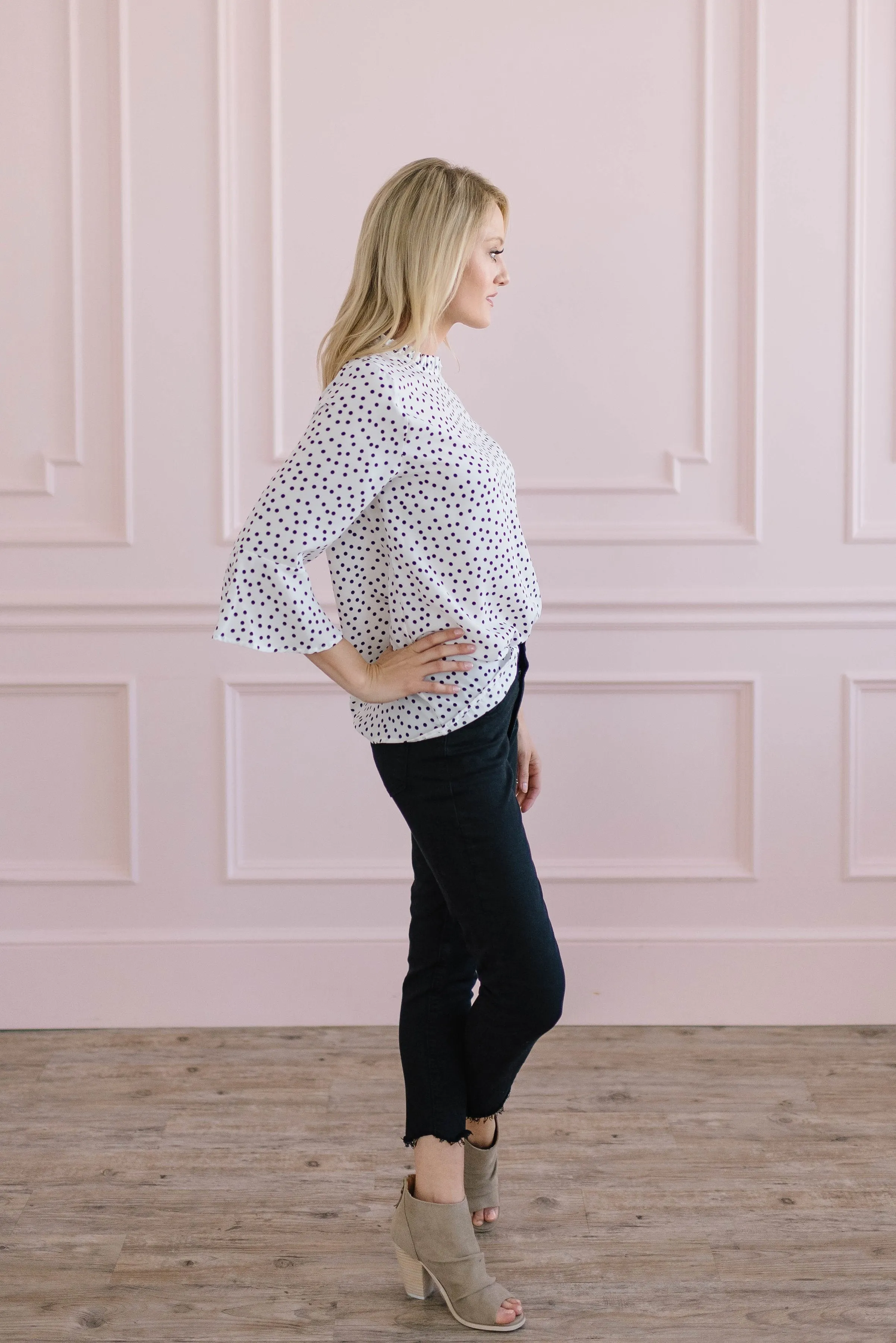 Black   White Dot Top