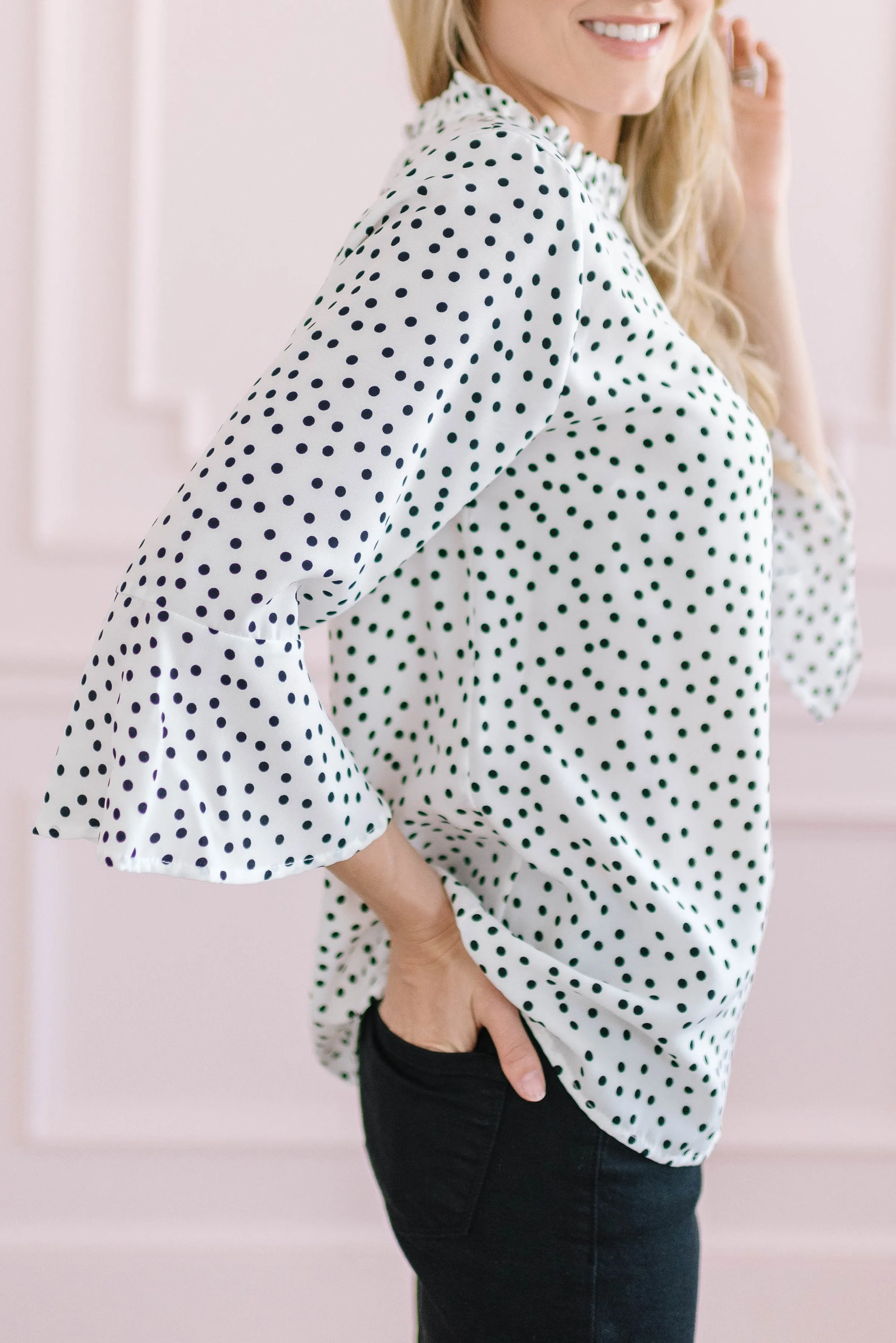 Black   White Dot Top