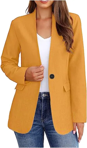 Blazer Jackets for Women Business Casual Outfits Work Office Womens Button Long Sleeve Blazer Jacket with Pockets