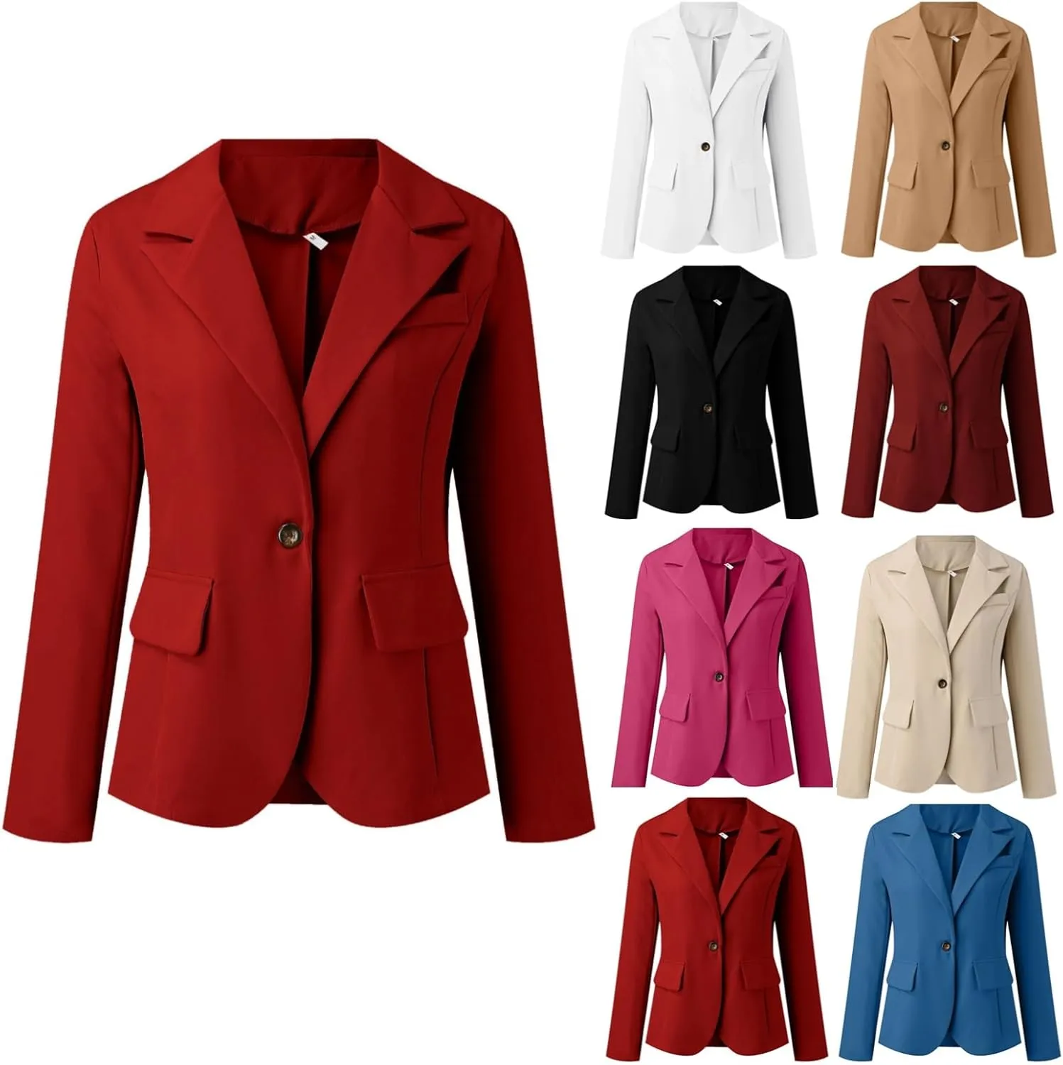 Blazer Jackets for Women Business Casual Outfits Work Office Womens Button Long Sleeve Blazer Jacket with Pockets