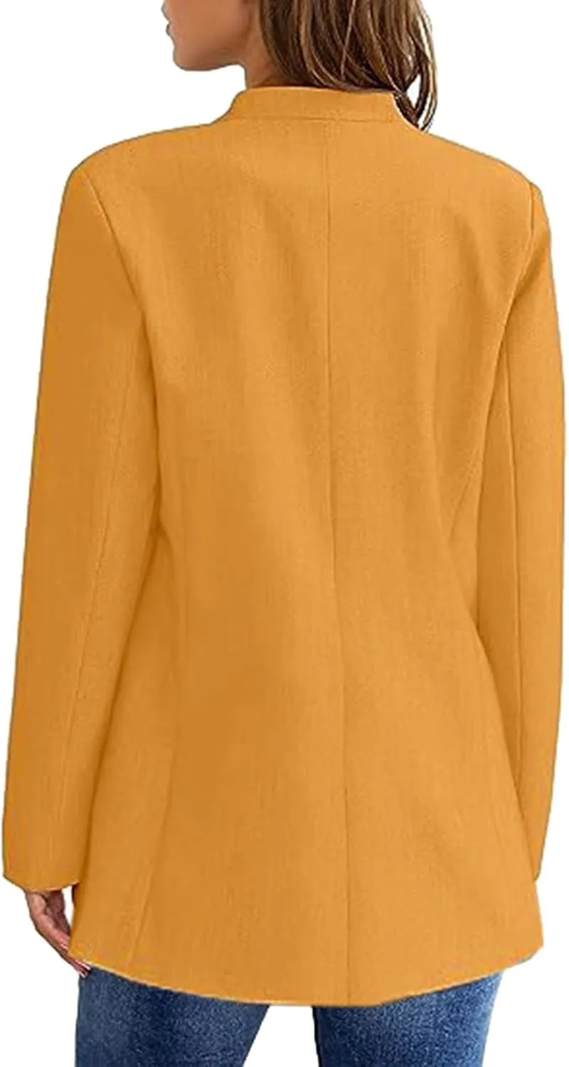Blazer Jackets for Women Business Casual Outfits Work Office Womens Button Long Sleeve Blazer Jacket with Pockets