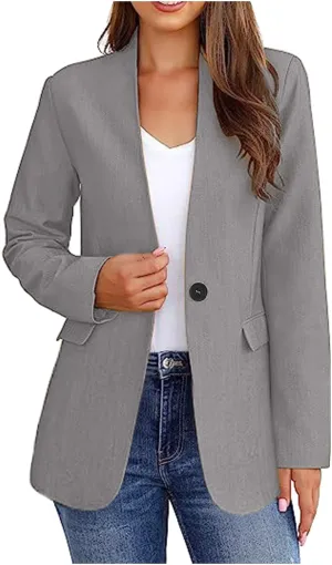 Blazer Jackets for Women Business Casual Outfits Work Office Womens Button Long Sleeve Blazer Jacket with Pockets