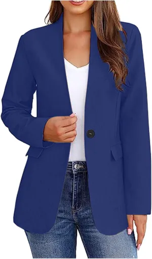 Blazer Jackets for Women Business Casual Outfits Work Office Womens Button Long Sleeve Blazer Jacket with Pockets