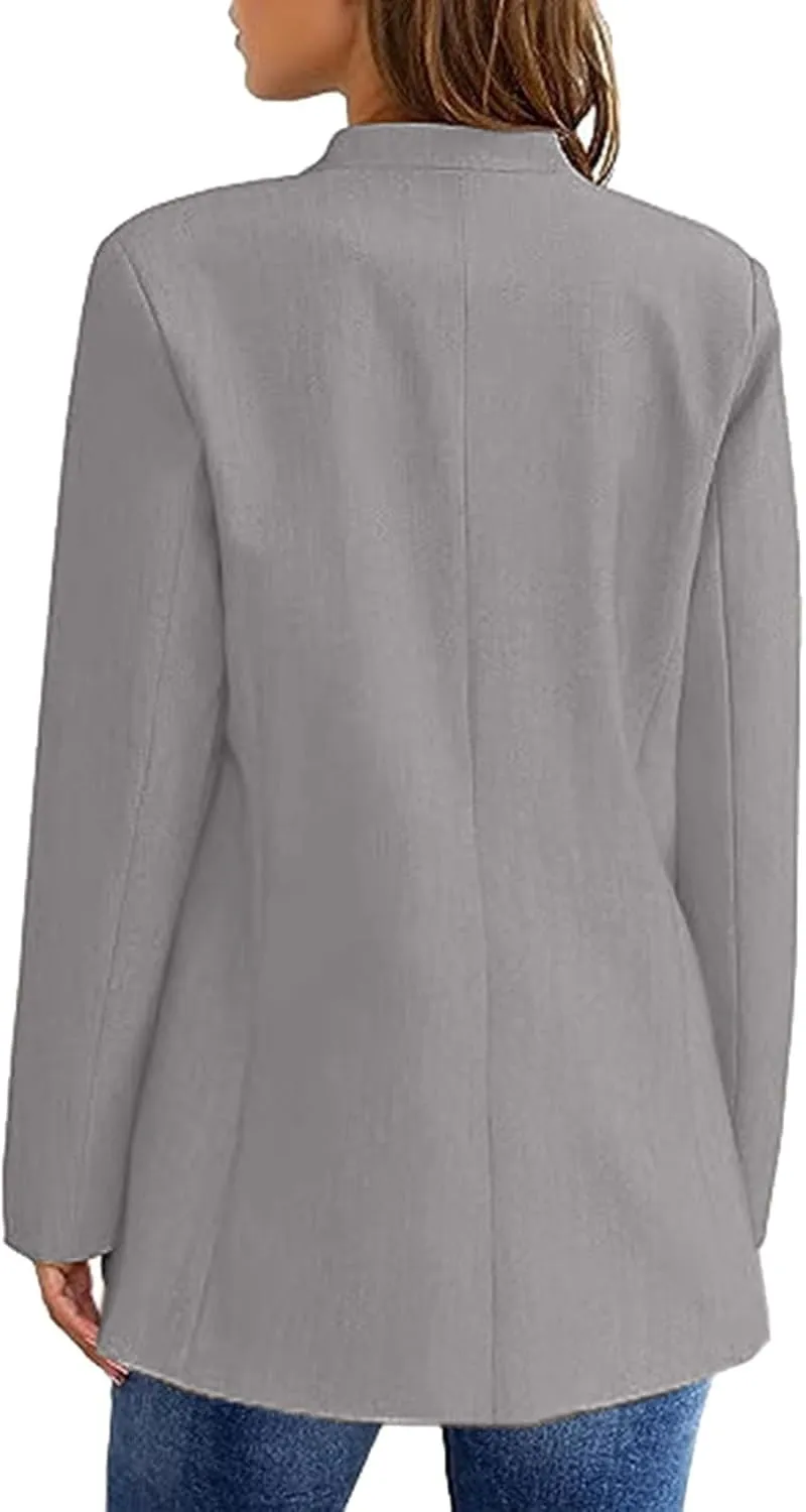 Blazer Jackets for Women Business Casual Outfits Work Office Womens Button Long Sleeve Blazer Jacket with Pockets