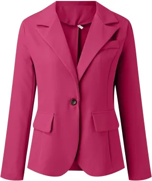 Blazer Jackets for Women Business Casual Outfits Work Office Womens Button Long Sleeve Blazer Jacket with Pockets