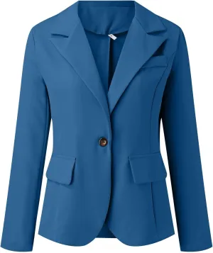 Blazer Jackets for Women Business Casual Outfits Work Office Womens Button Long Sleeve Blazer Jacket with Pockets