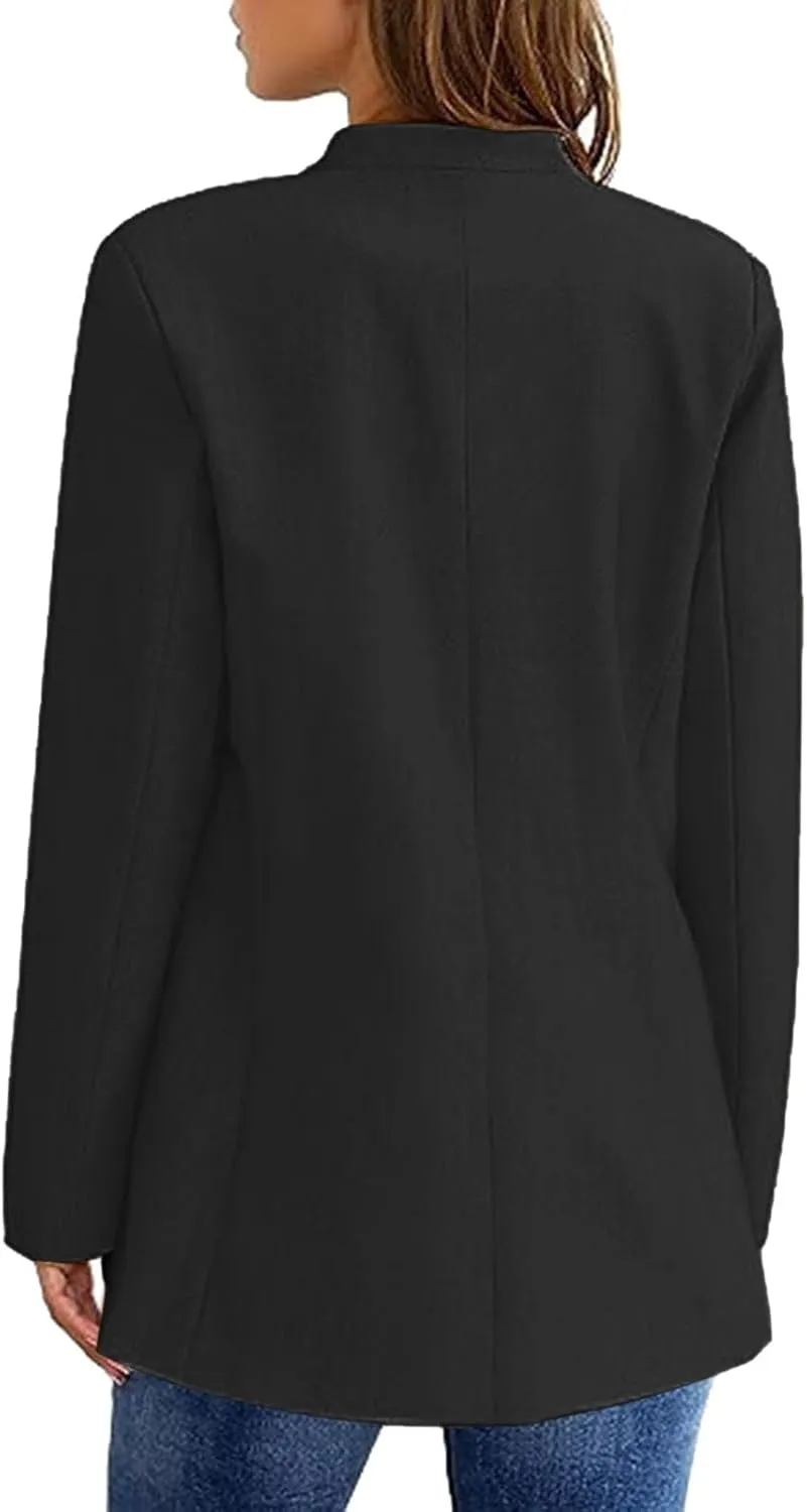 Blazer Jackets for Women Business Casual Outfits Work Office Womens Button Long Sleeve Blazer Jacket with Pockets
