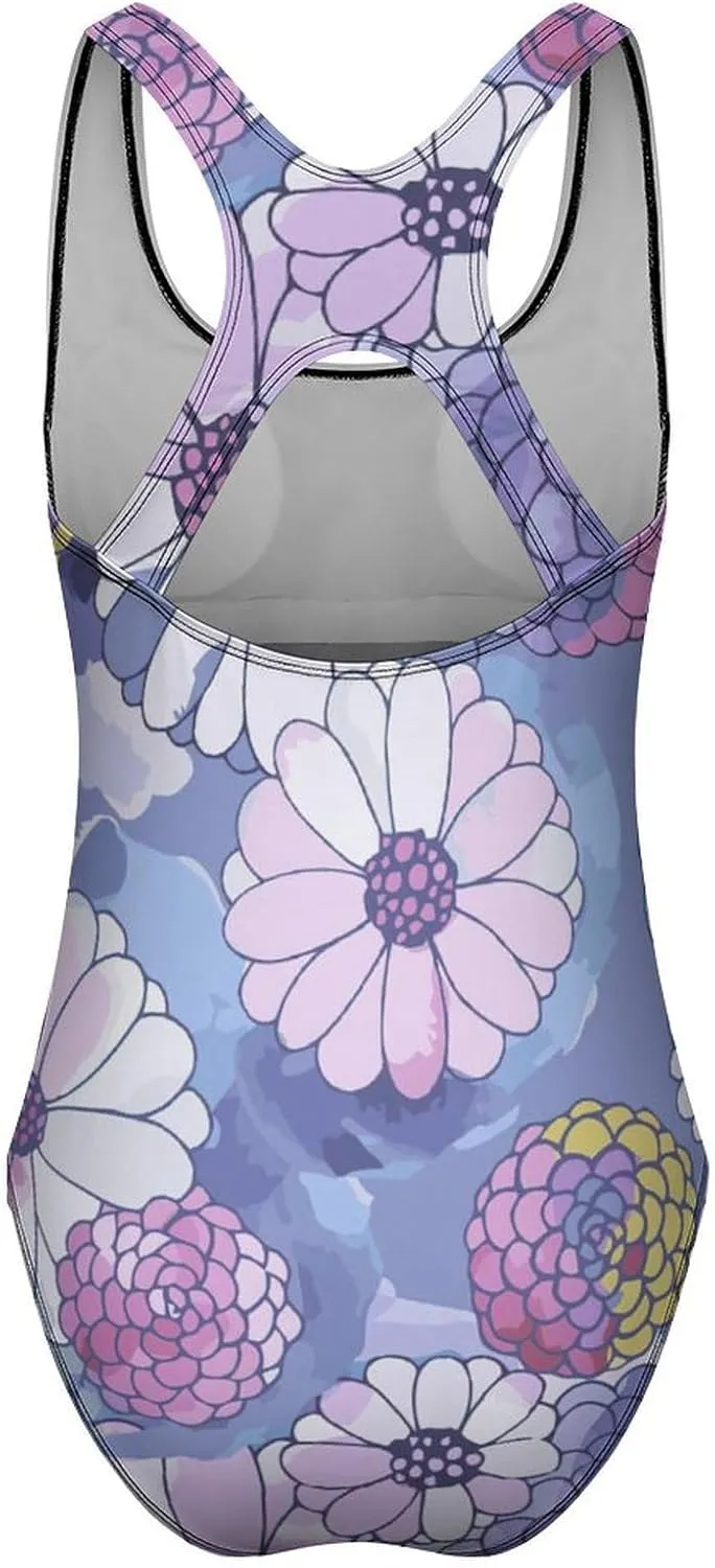Blooming Flower Womens' 1 Piece Swimwear Strappy Scoop Neck Aesthetic Tummy Control Swimsuits