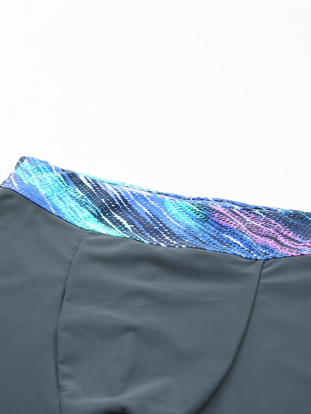 Blue Color Block Tankinis Swimsuit Set