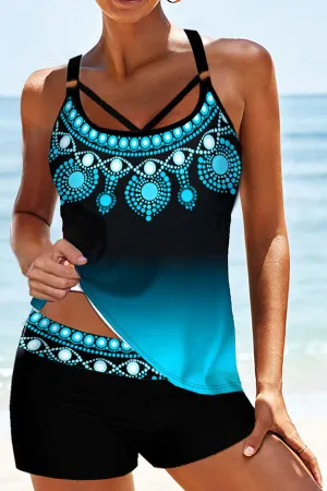 Blue Dot Print On-trend Tankini