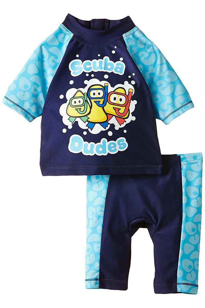 Blue Fab Blob Swimwear UV Sunsafe 2 Piece Swim Suit