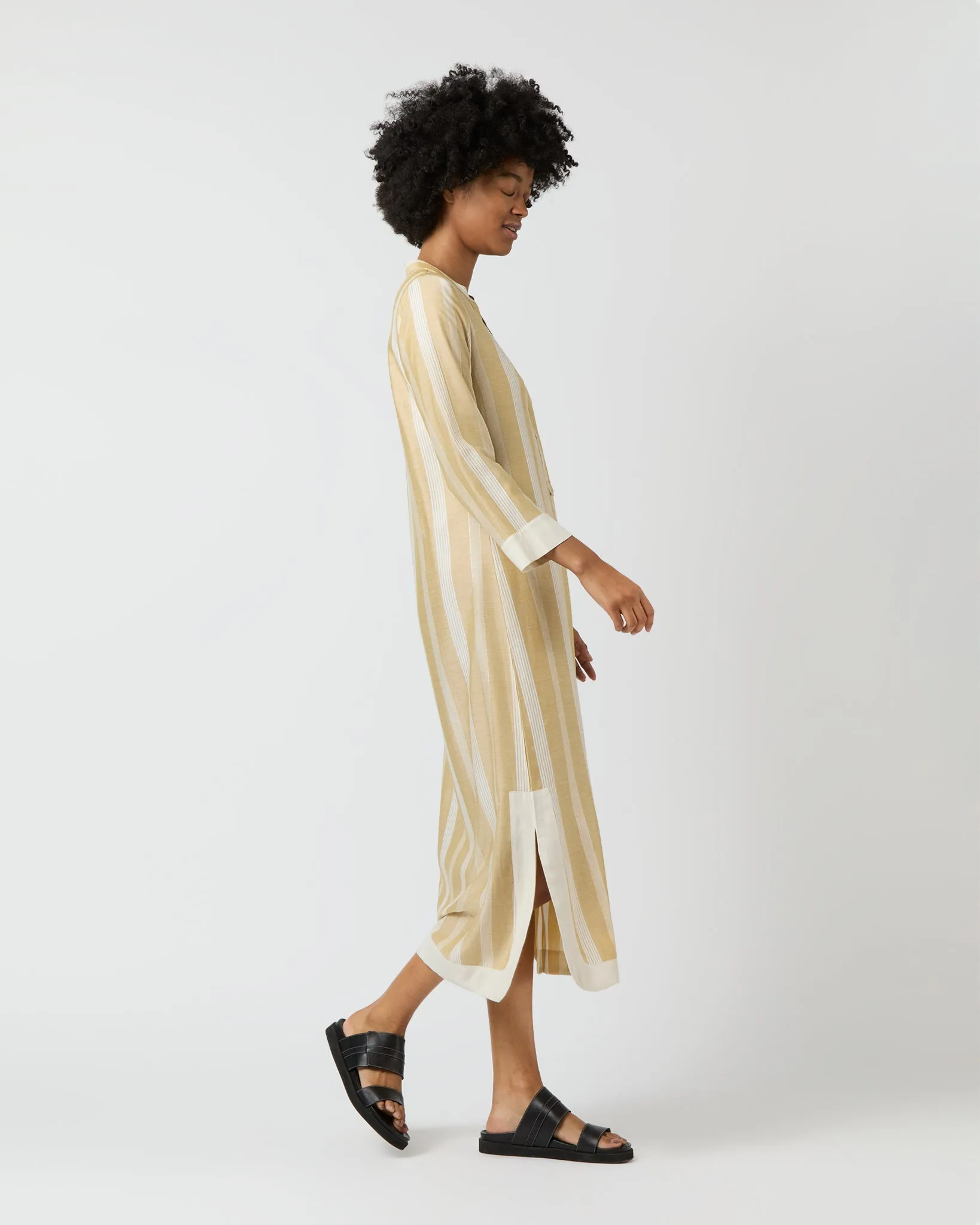 Blue Moon Maxi Dress in Beige/White Stripes