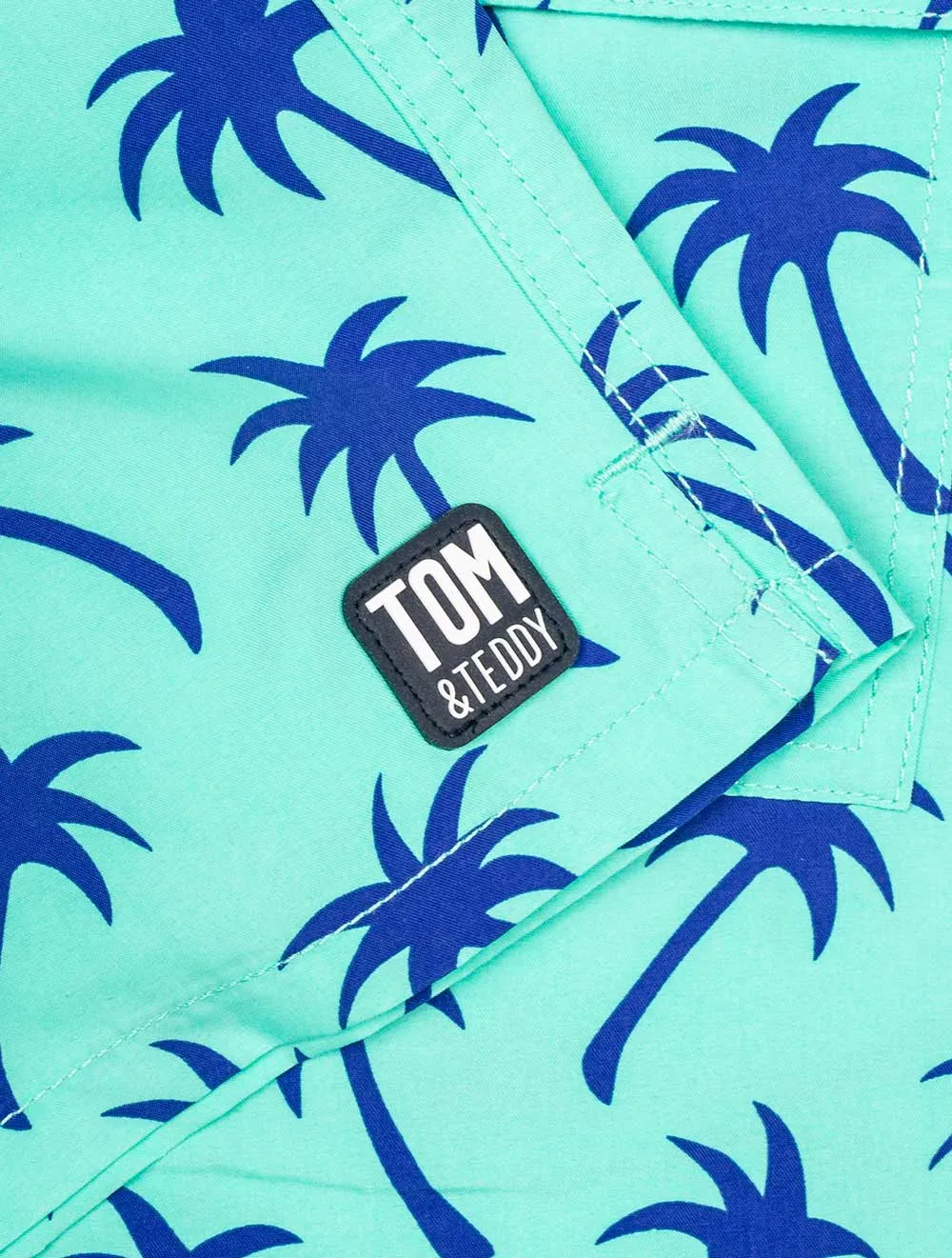 Blue Palm Tree Boy's Swim Shorts Blue