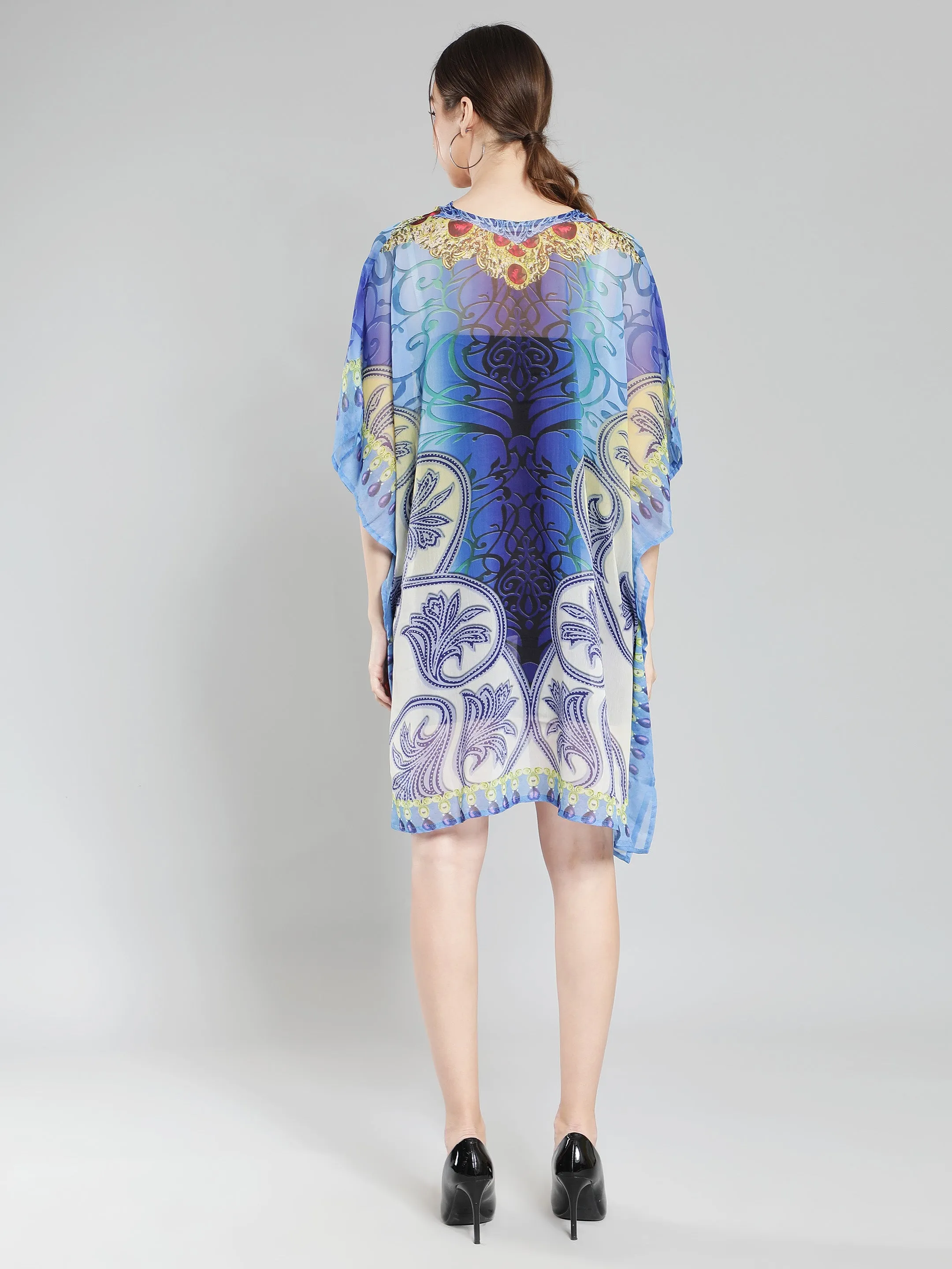 Blue Printed Beach Kaftan