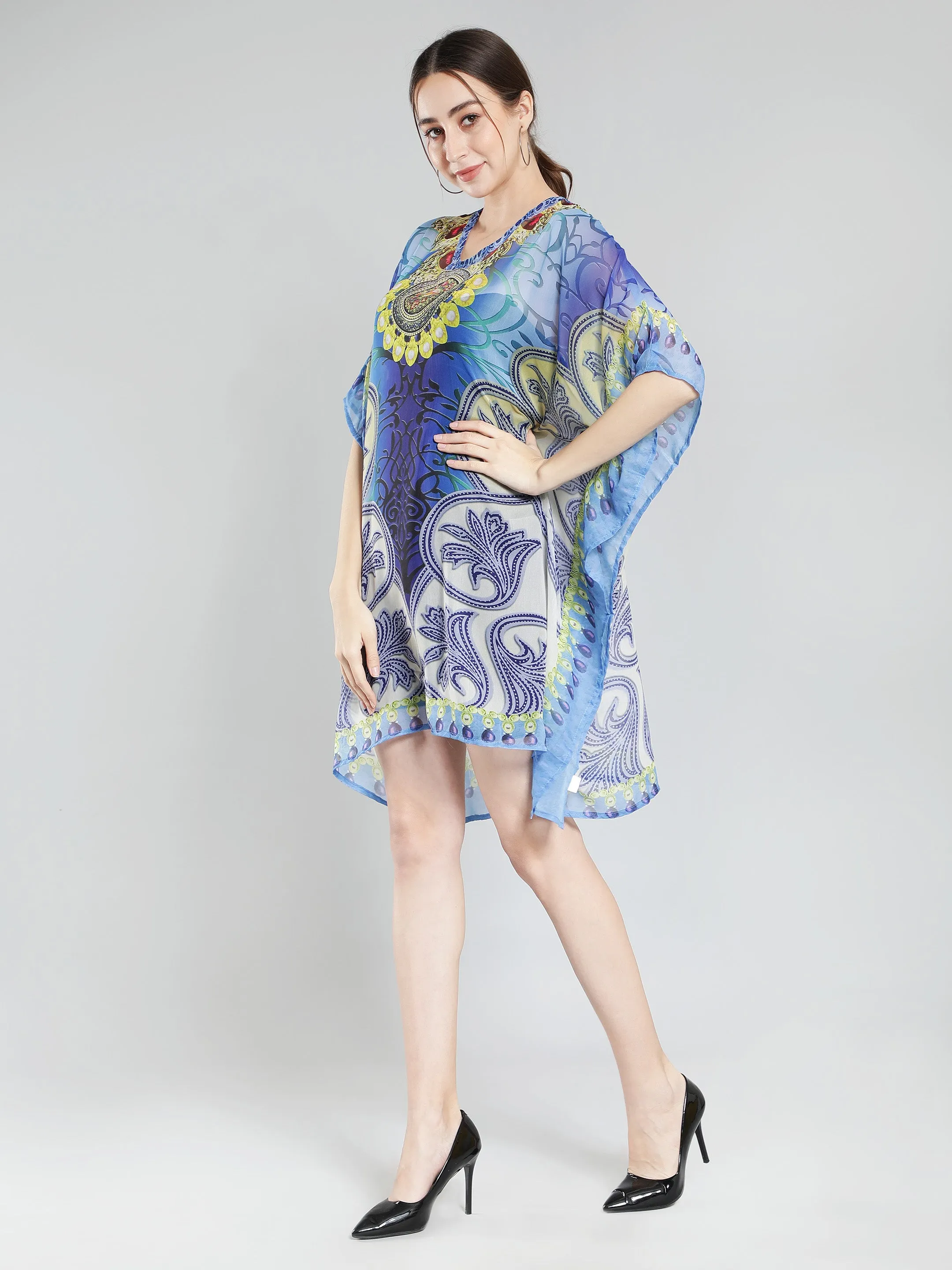 Blue Printed Beach Kaftan