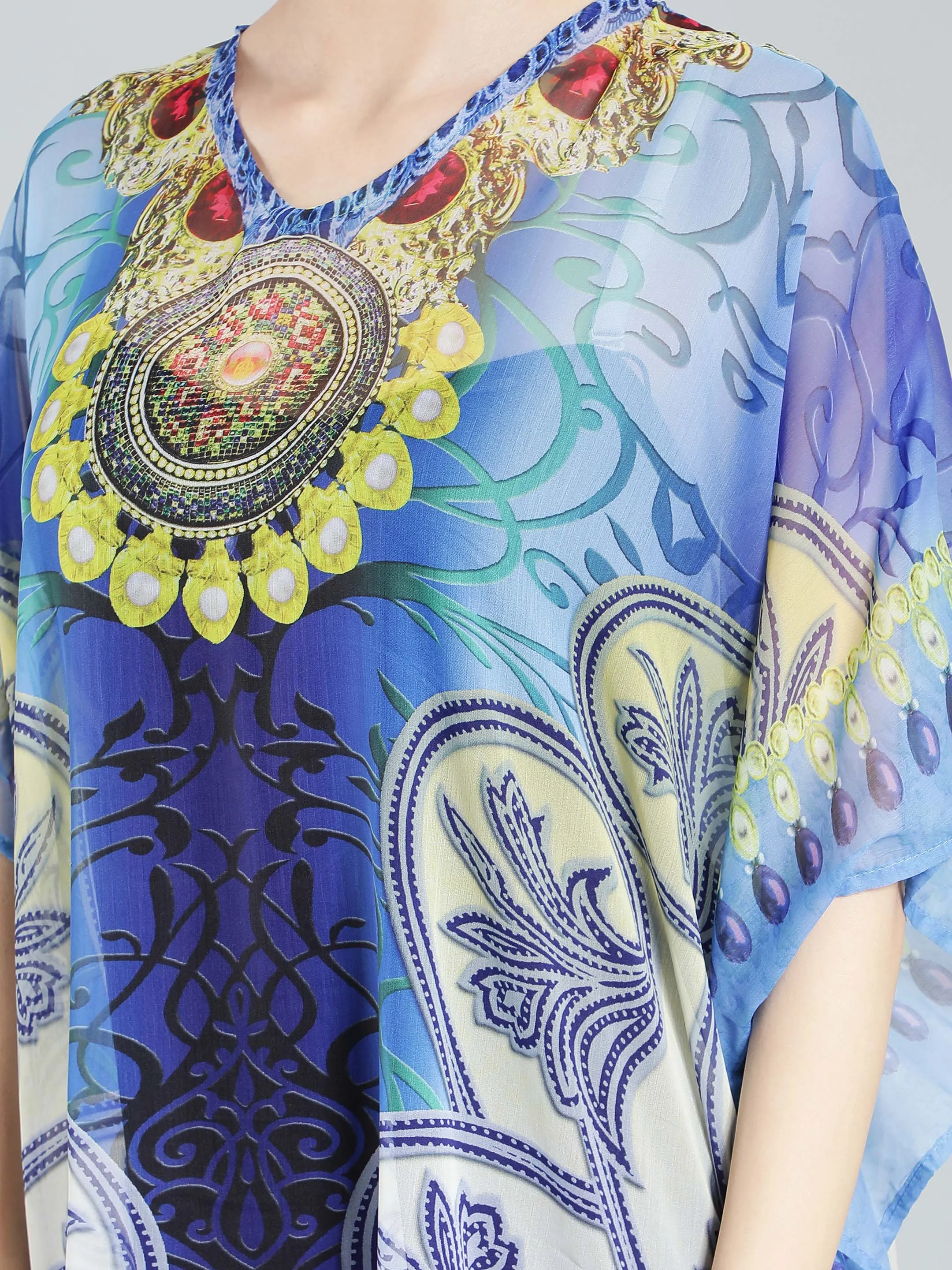 Blue Printed Beach Kaftan