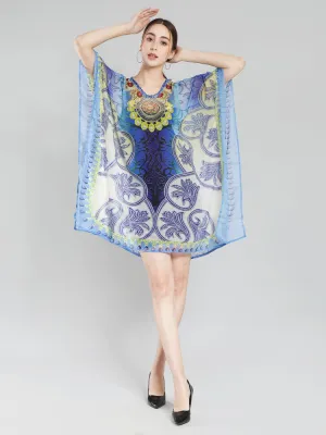 Blue Printed Beach Kaftan