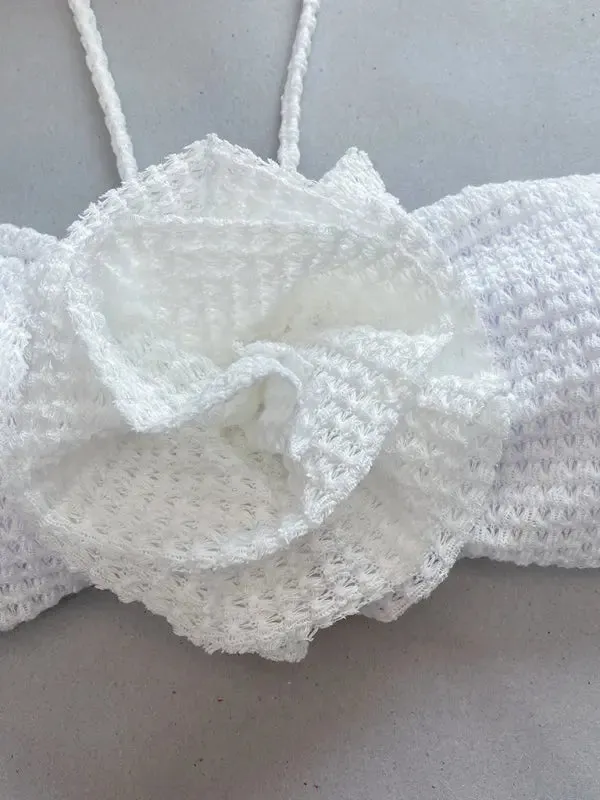 Blue Zone Planet |  Ava's Three-Piece Flower Accent Split Bikini Set
