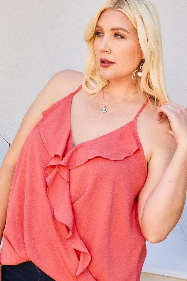 Blue Zone Planet |  Front Surplice Ruffle Cami Top