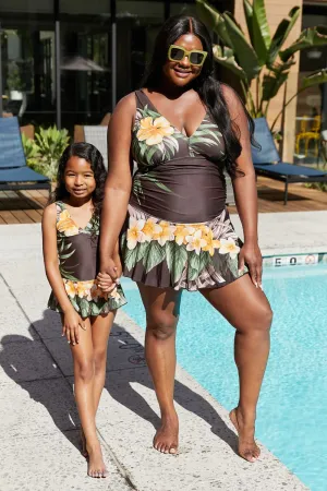 Blue Zone Planet |  Marina West Swim Full Size Clear Waters Swim Dress in Aloha Brown