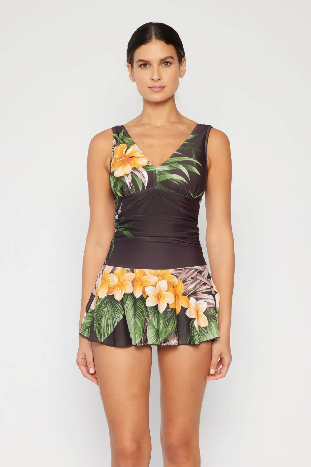 Blue Zone Planet |  Marina West Swim Full Size Clear Waters Swim Dress in Aloha Brown