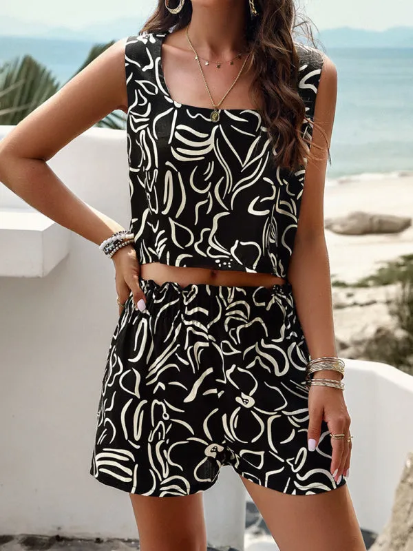 Blue Zone Planet |  New women's fashion casual printed vest suit