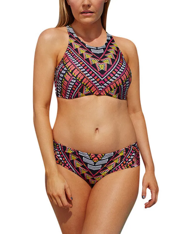 Bohemian High Neck Tankini Bikini Sets
