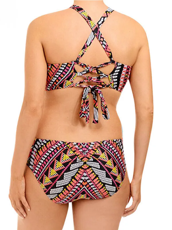 Bohemian High Neck Tankini Bikini Sets
