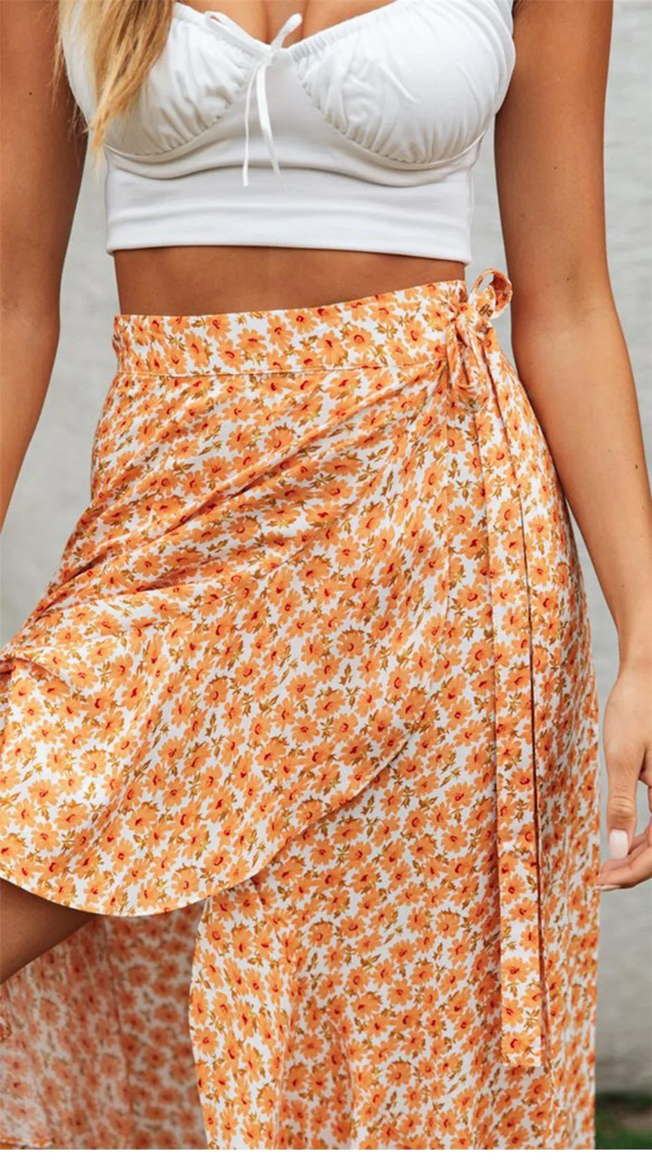Boho Skirt, Hippie Skirts, Wrap Skirt, Zingy Orange