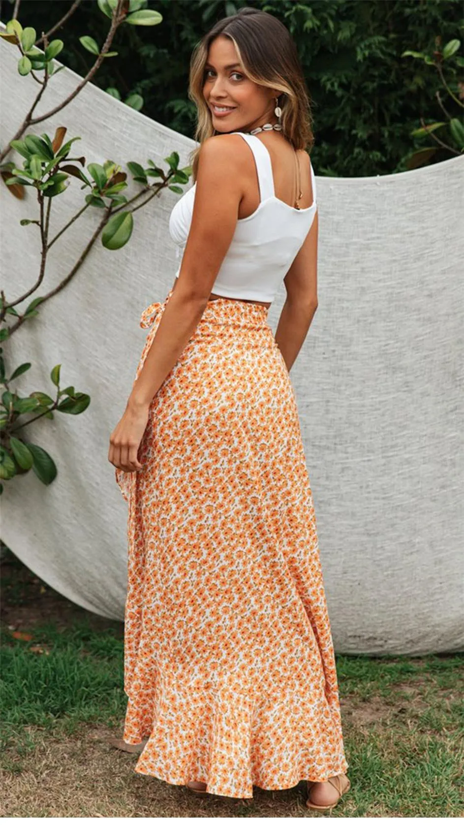 Boho Skirt, Hippie Skirts, Wrap Skirt, Zingy Orange