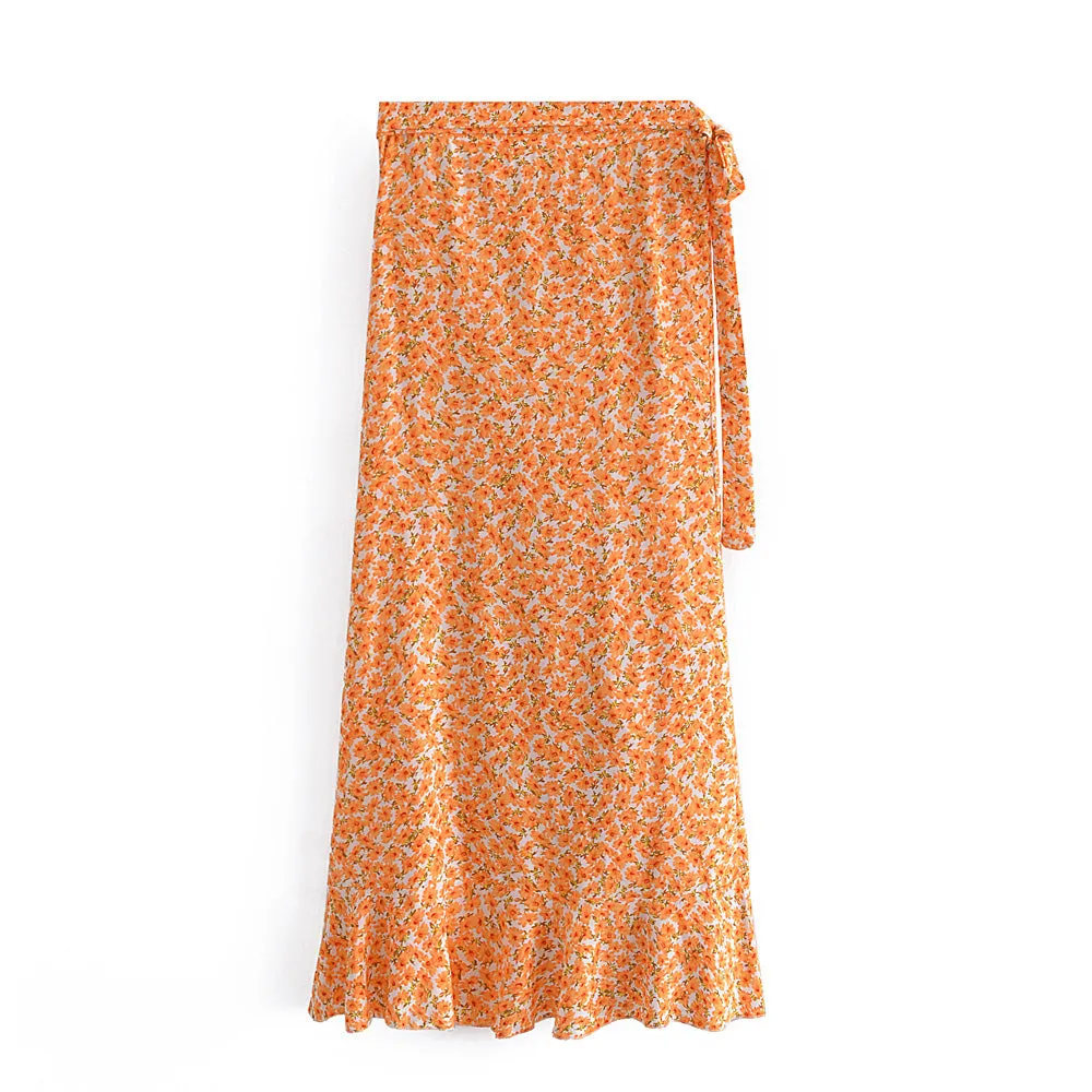 Boho Skirt, Hippie Skirts, Wrap Skirt, Zingy Orange