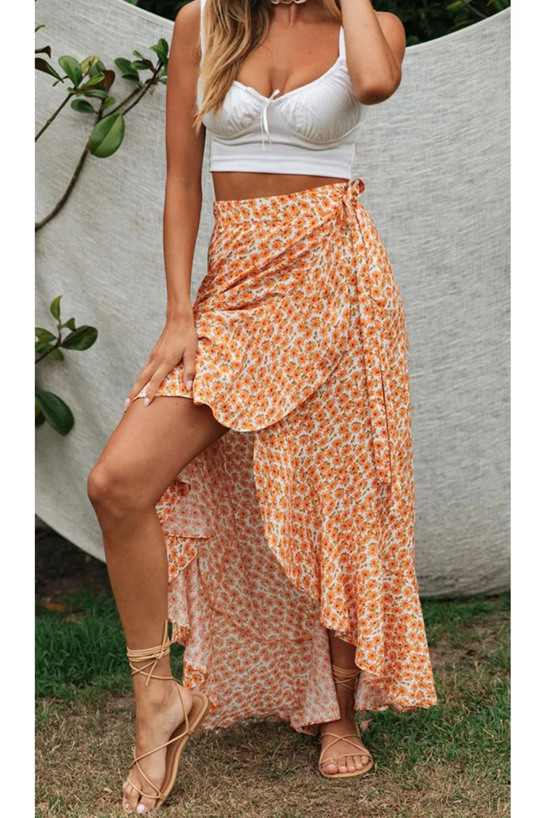Boho Skirt, Hippie Skirts, Wrap Skirt, Zingy Orange