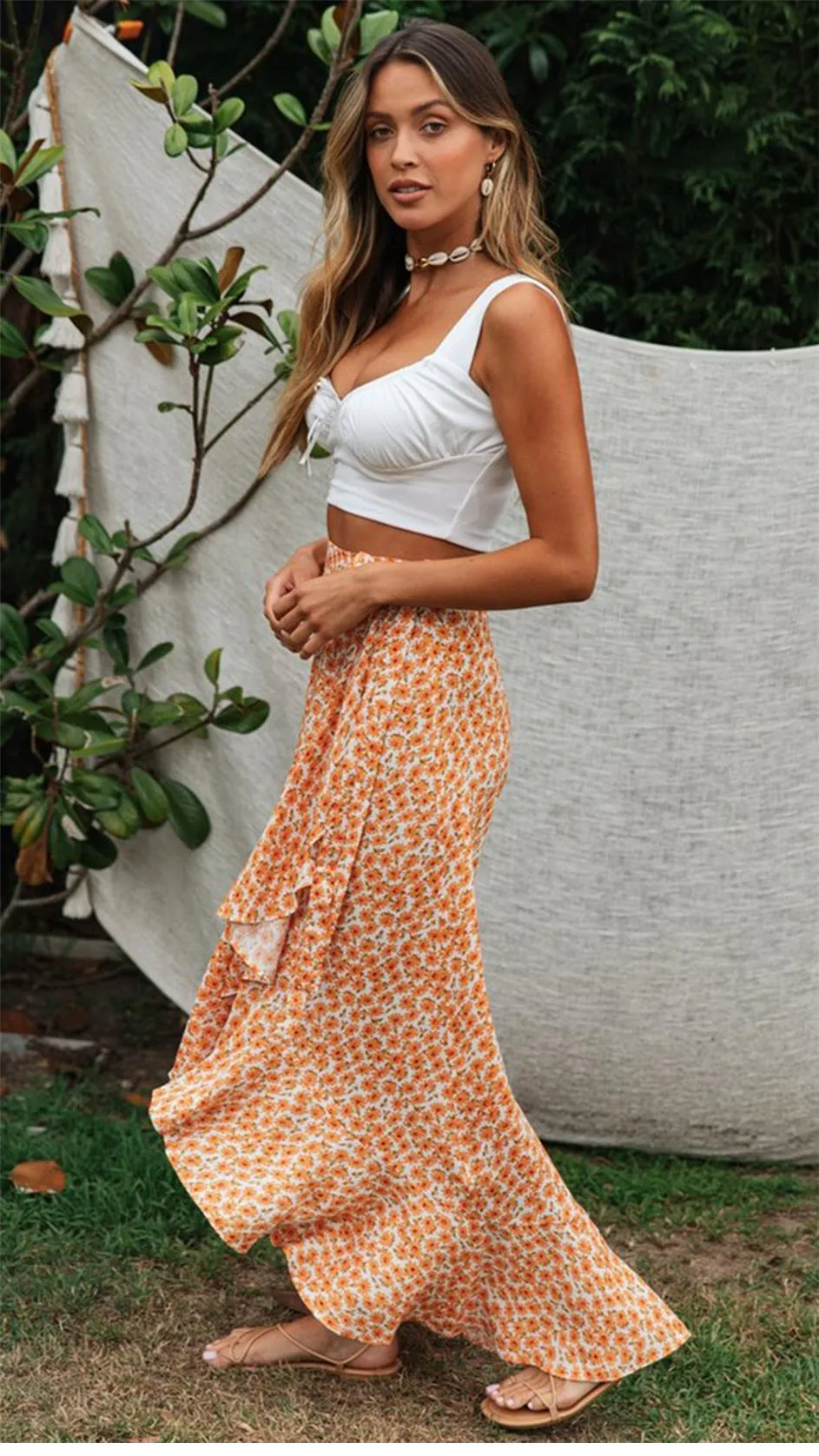 Boho Skirt, Hippie Skirts, Wrap Skirt, Zingy Orange