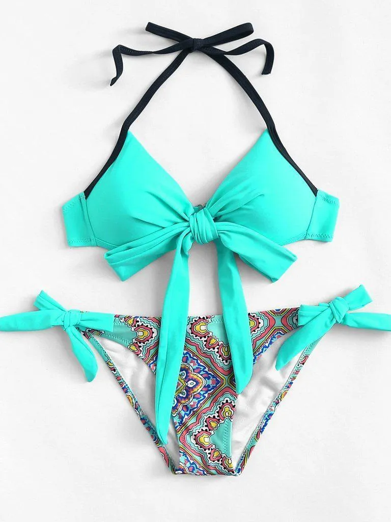Bow Tie Halter Bikini Set