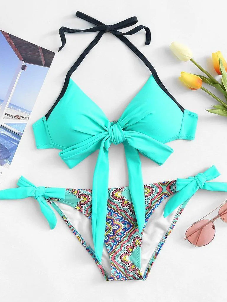 Bow Tie Halter Bikini Set