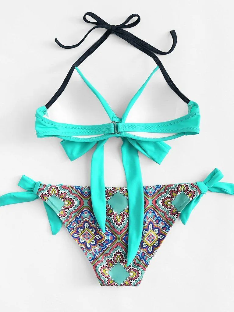 Bow Tie Halter Bikini Set