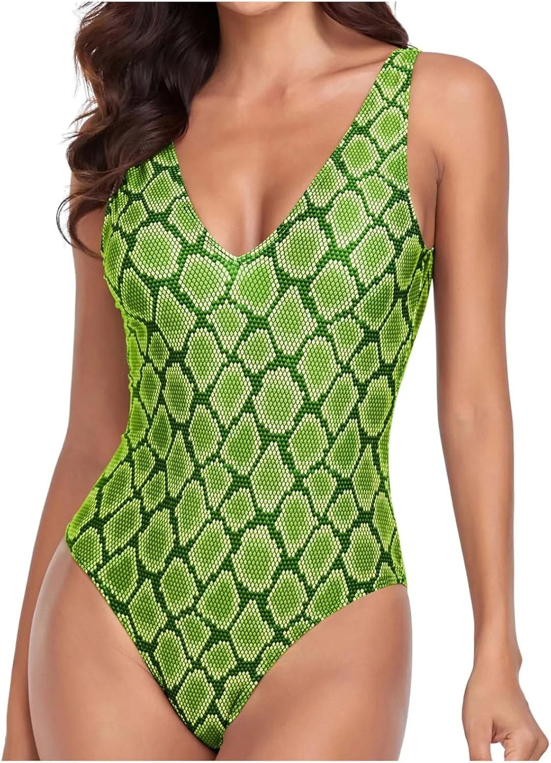 BOXIACEY Womens One Piece Swimsuits V Neck Backless Bodysuit Tummy Control Bathing Suit Beach Solid Color Swimwear