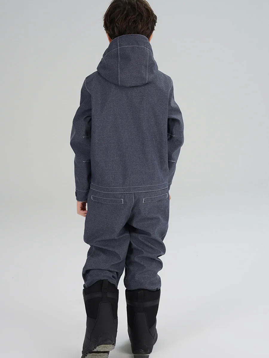 Boys Demin One Piece Snow Suit Durable Kids Snowsuit