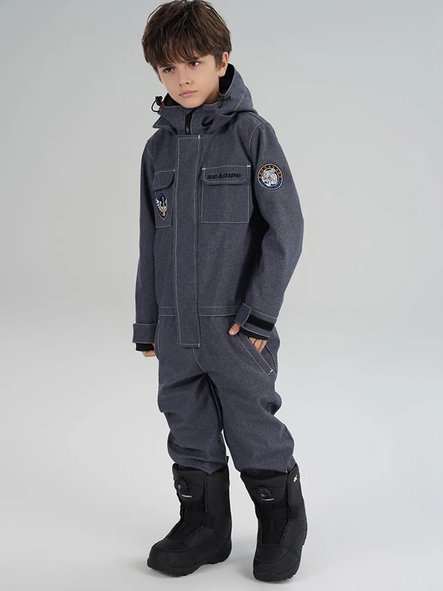 Boys Demin One Piece Snow Suit Durable Kids Snowsuit