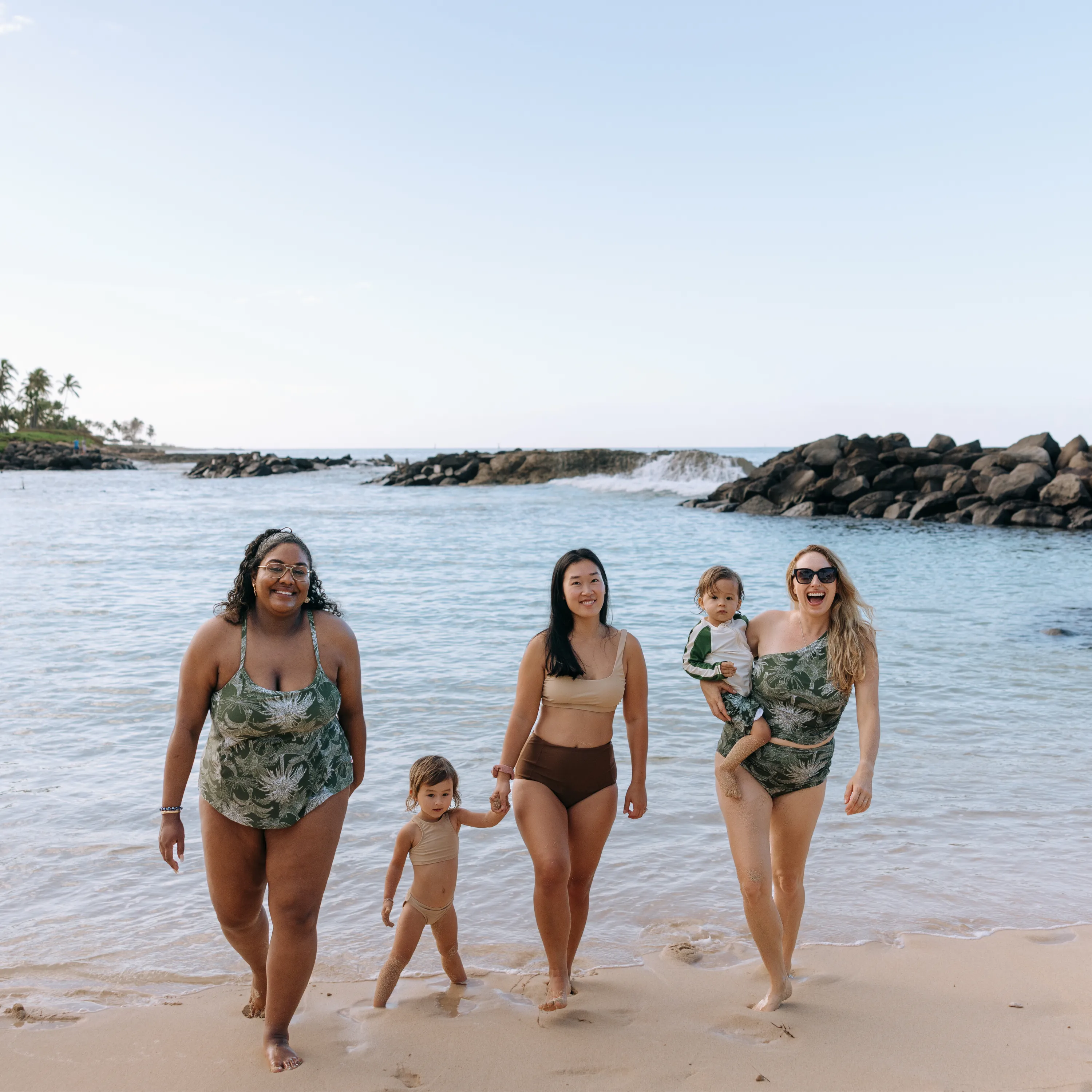 Boys Long Sleeve Zipper Rash Guard and Swim Trunk Set | "Hawaiian Rainforest"