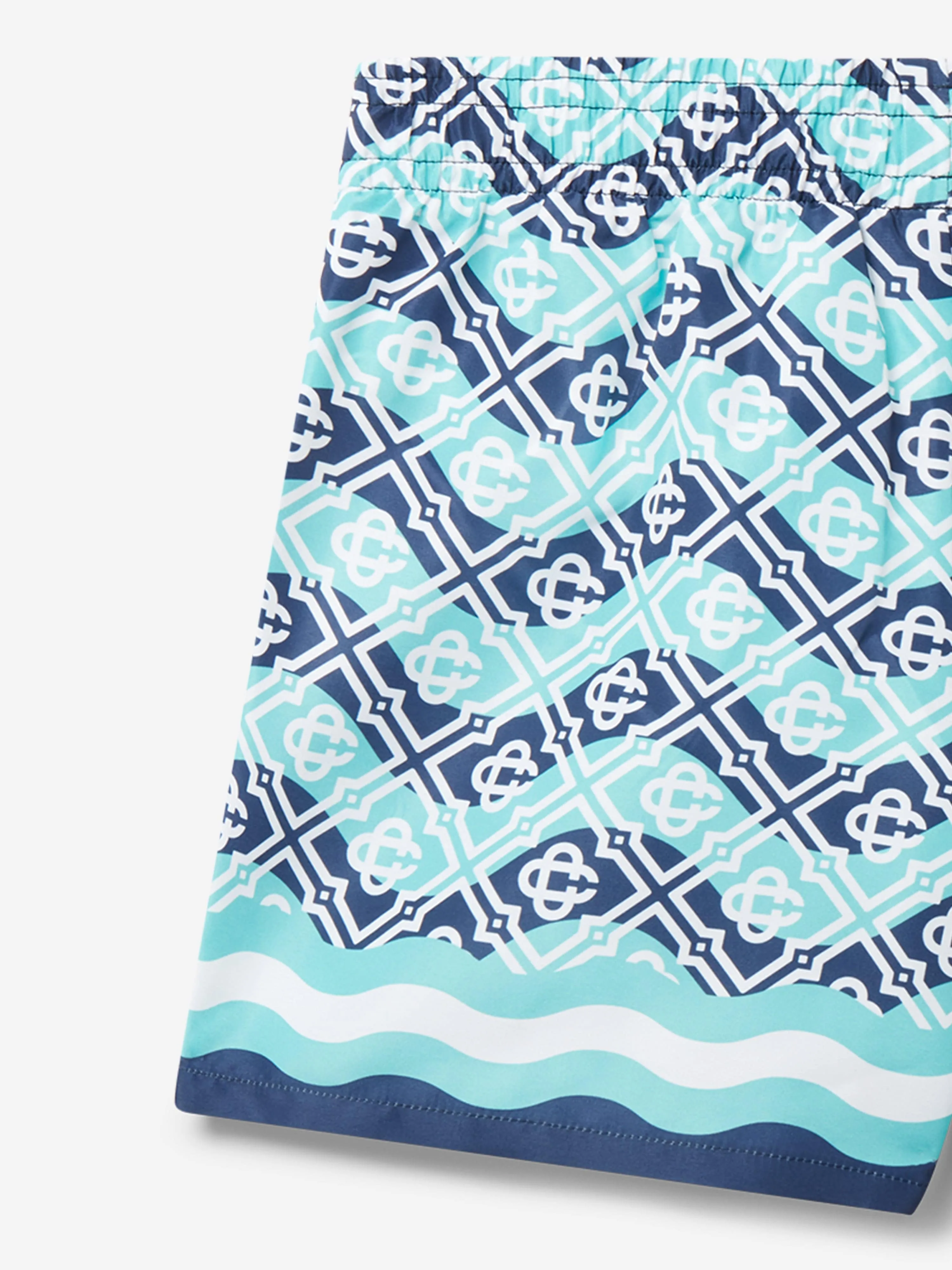Boys Monogram Swim Shorts in Blue