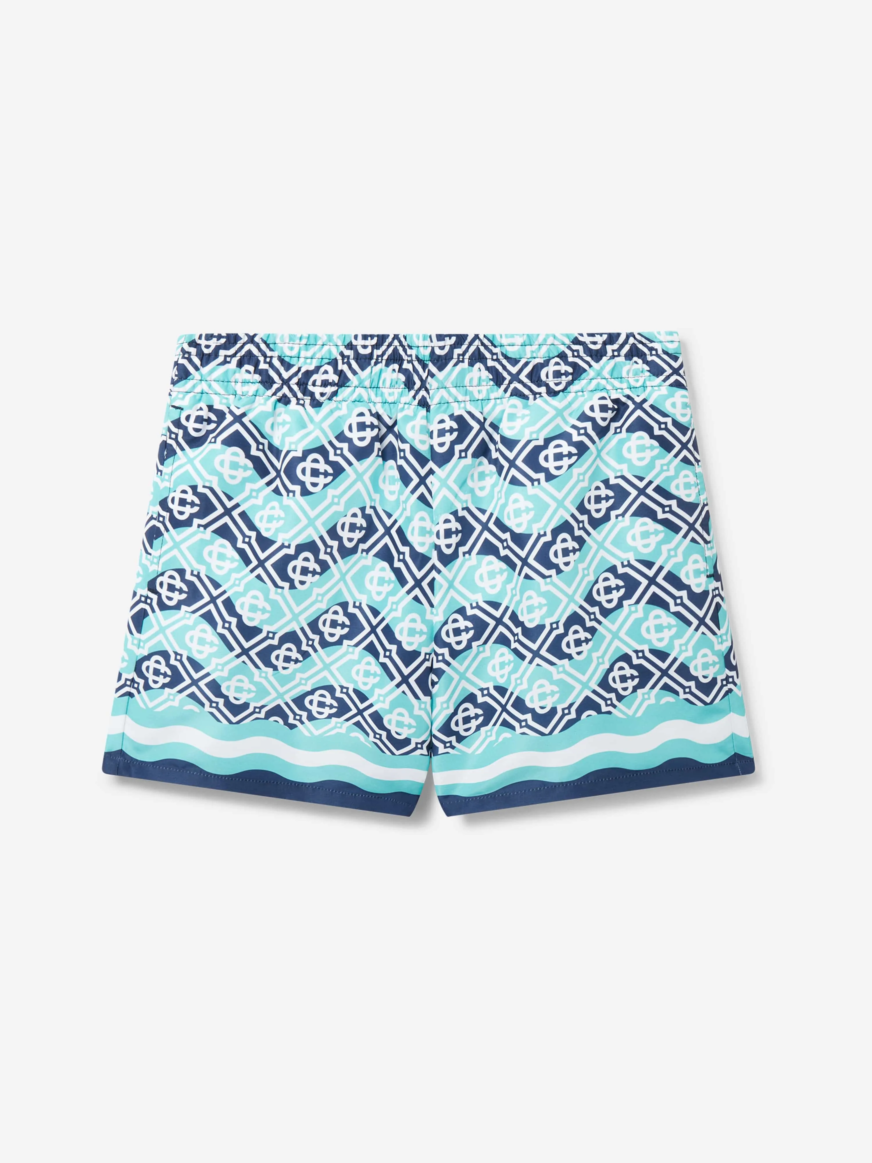 Boys Monogram Swim Shorts in Blue