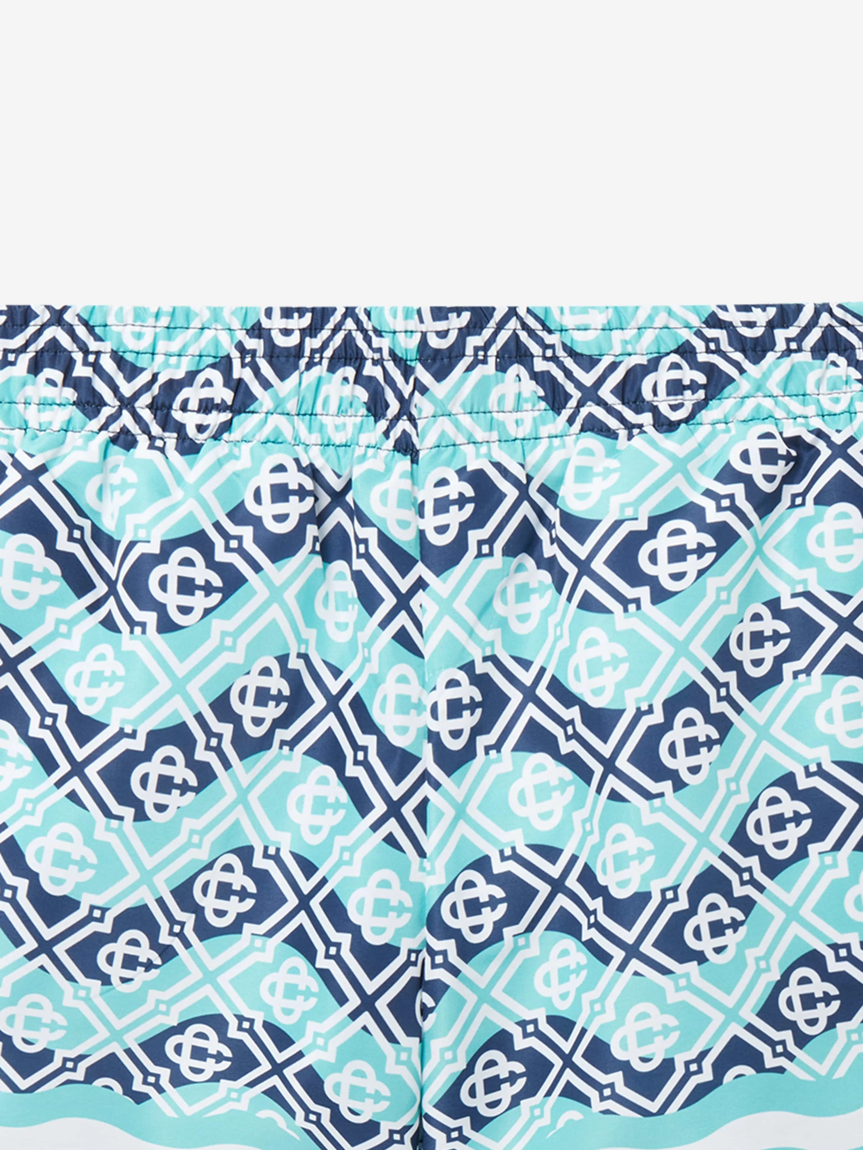 Boys Monogram Swim Shorts in Blue