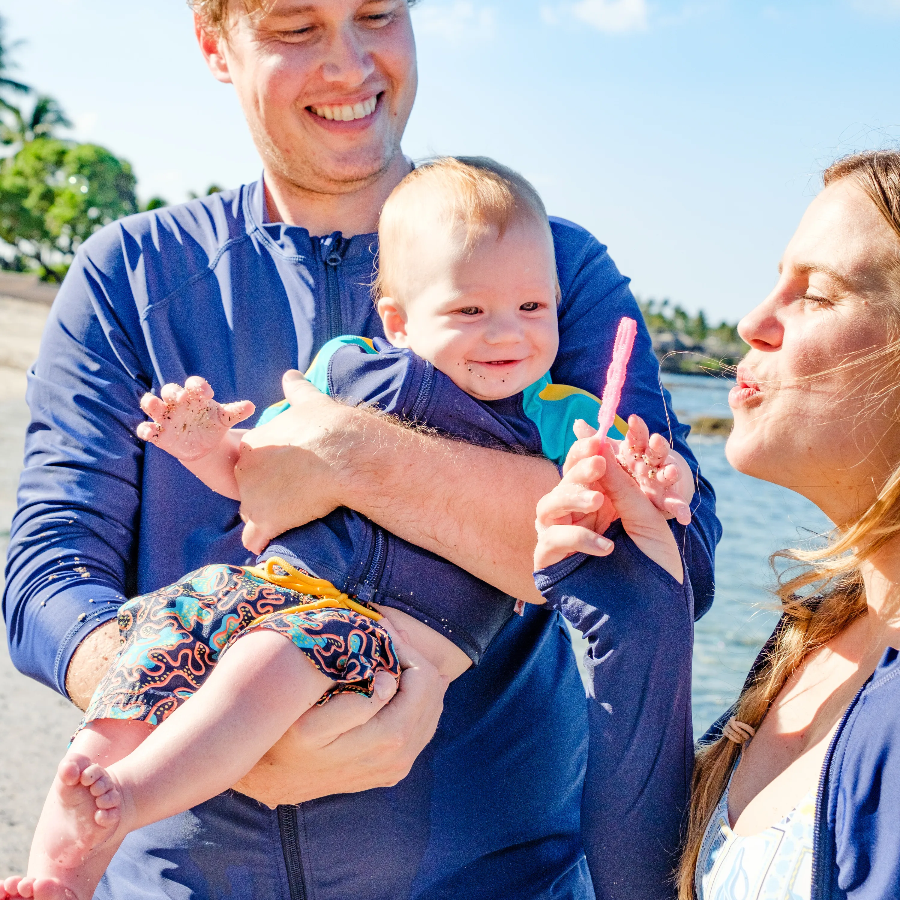 Boys Short Sleeve Zipper Rash Guard and Swim Trunk Set | "Deep Dive"