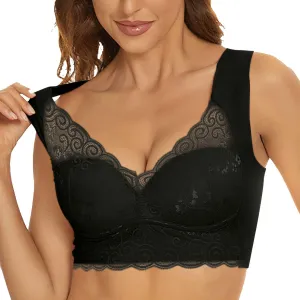 Bralette for Women Sexy Lace Deep V Neck Wireless Underwear Gathering Lifting Anti Sagging Auxiliary Breasts Daily Bra