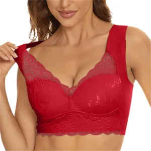 Bralette for Women Sexy Lace Deep V Neck Wireless Underwear Gathering Lifting Anti Sagging Auxiliary Breasts Daily Bra