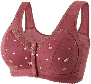 Bras for Women No Underwire,Front Buckle Push Up Wirefree Daisy Bras Everyday Soft Sleep Comfort Bralettes