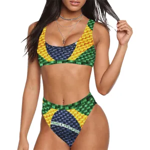 BRASIL FLAG Sport Top & High-Waisted Bikini Swimsuit